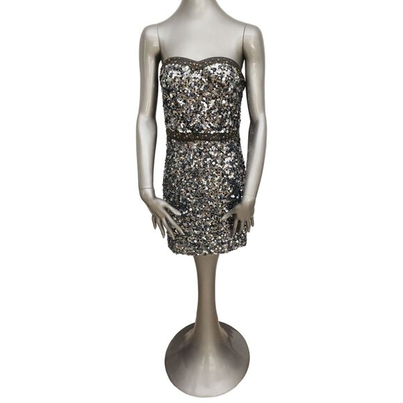 Free People NWT Sequin Strapless Studded Dress Faux Leather Detail 4 - Picture 3 of 10